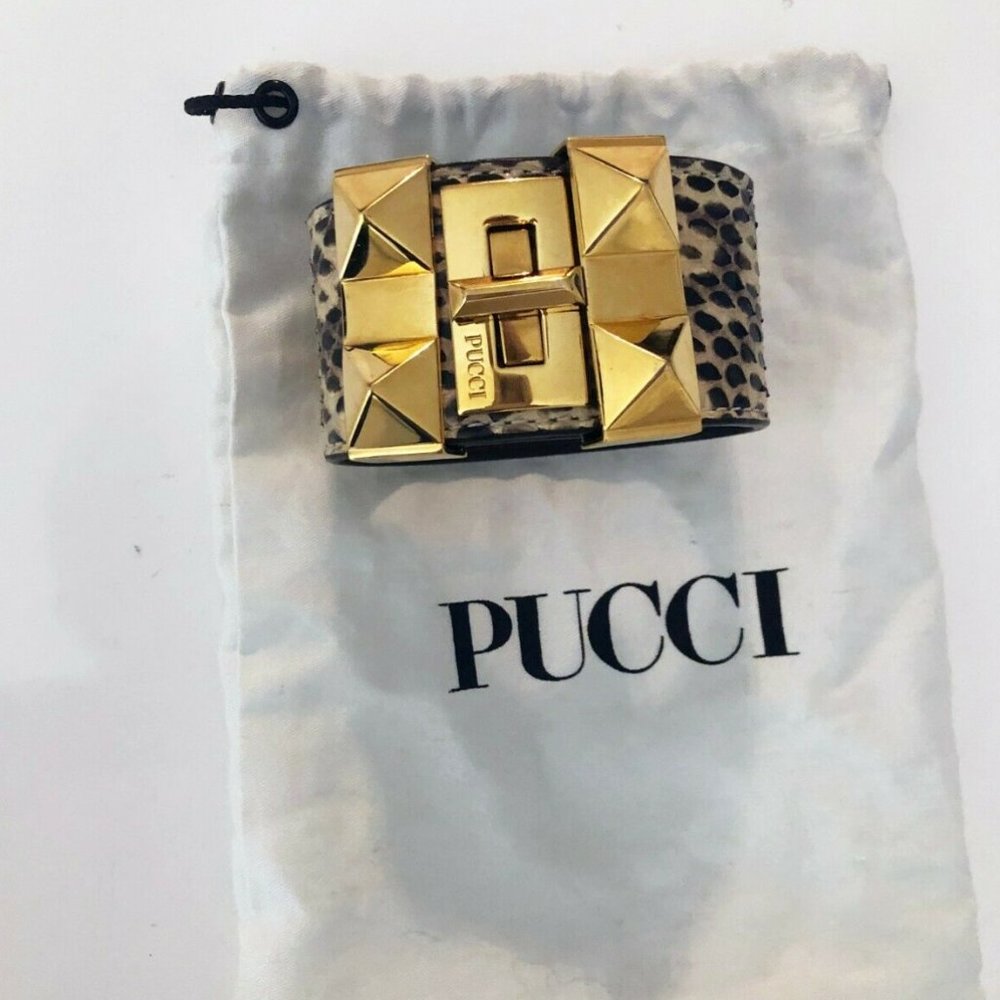 EMILIO PUCCI Vintage Snakeskin Studded Cuff 2000s